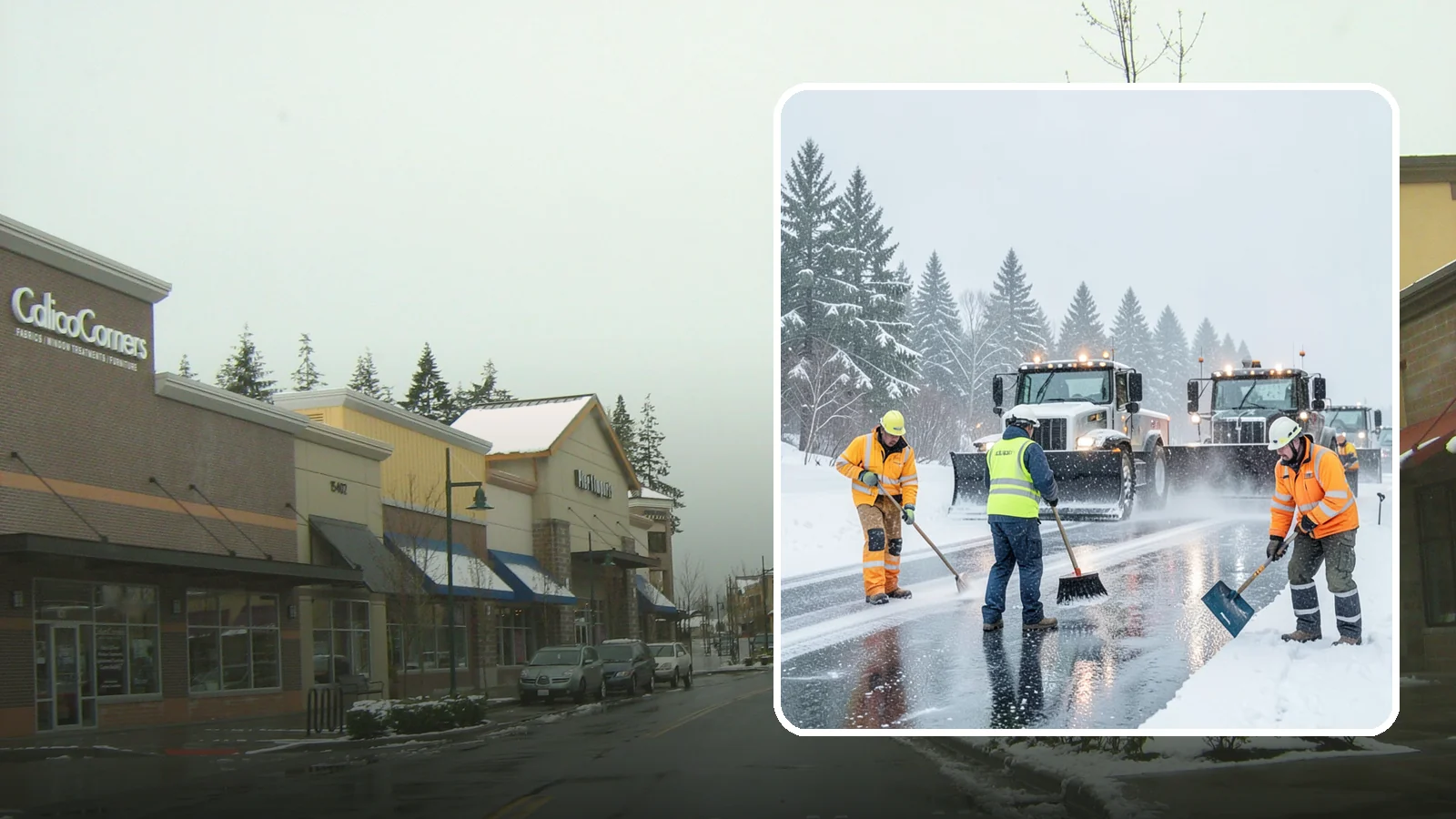 Arctic Blast Response in Mill Creek, Snohomish County, WA - We keep pavement safe during arctic blasts when frigid outflow winds drop temperatures and freeze everything solid.