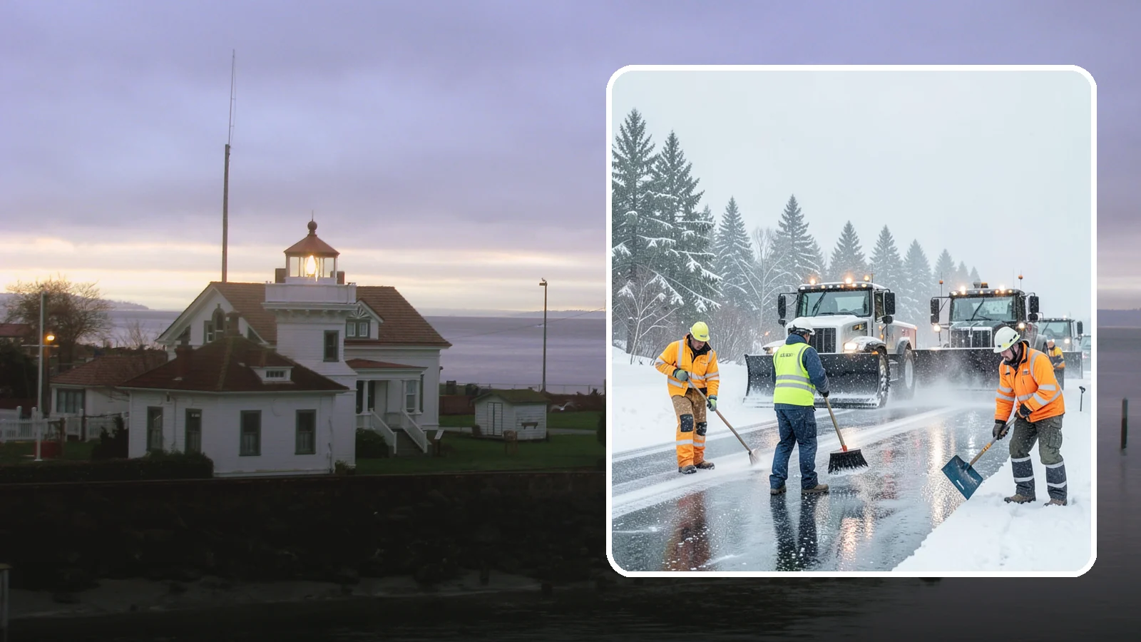 Arctic Blast Response in Mukilteo, Snohomish County, WA - We keep pavement safe during arctic blasts when frigid outflow winds drop temperatures and freeze everything solid.