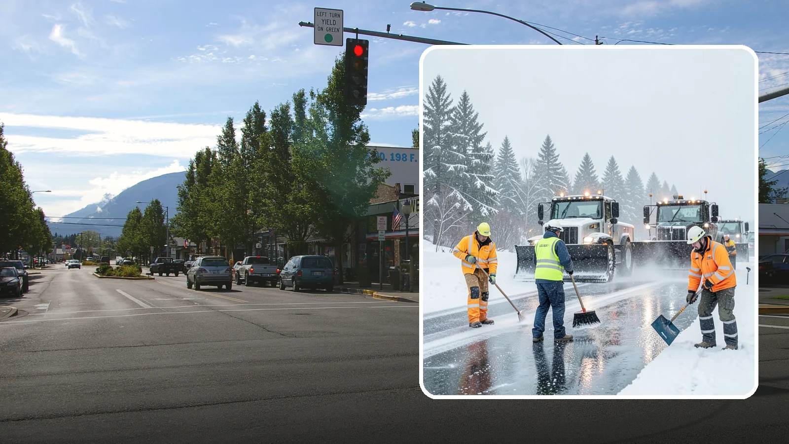 Arctic Blast Response in North Bend, King County, WA - We keep pavement safe during arctic blasts when frigid outflow winds drop temperatures and freeze everything solid.
