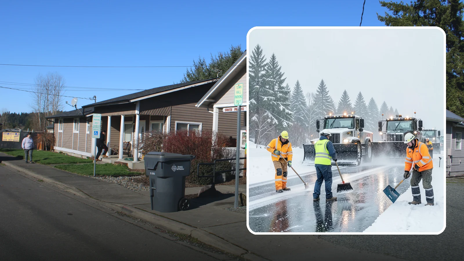 Arctic Blast Response in South Prairie, Pierce County, WA - We keep pavement safe during arctic blasts when frigid outflow winds drop temperatures and freeze everything solid.