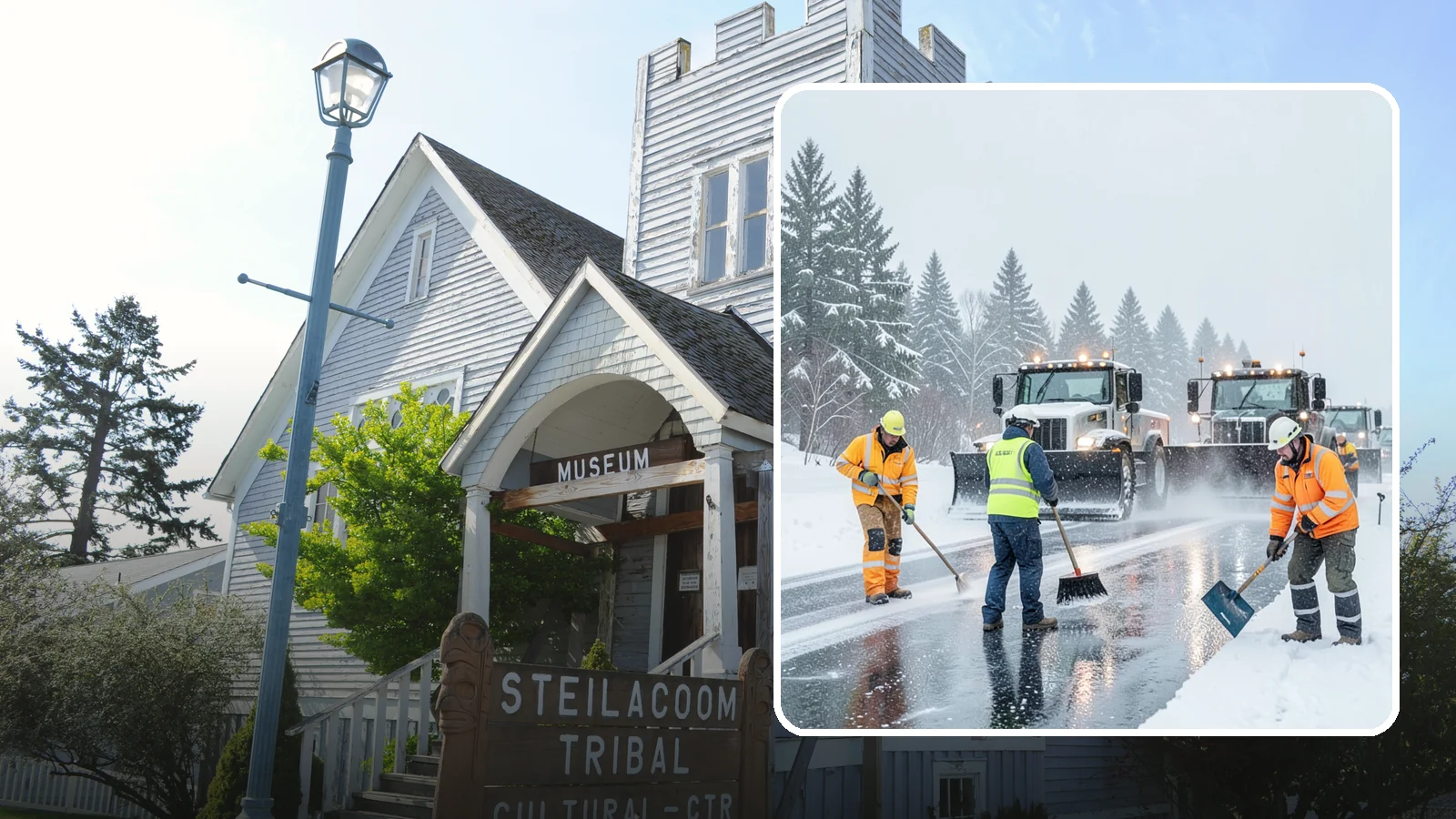 Arctic Blast Response in Steilacoom, Pierce County, WA - We keep pavement safe during arctic blasts when frigid outflow winds drop temperatures and freeze everything solid.