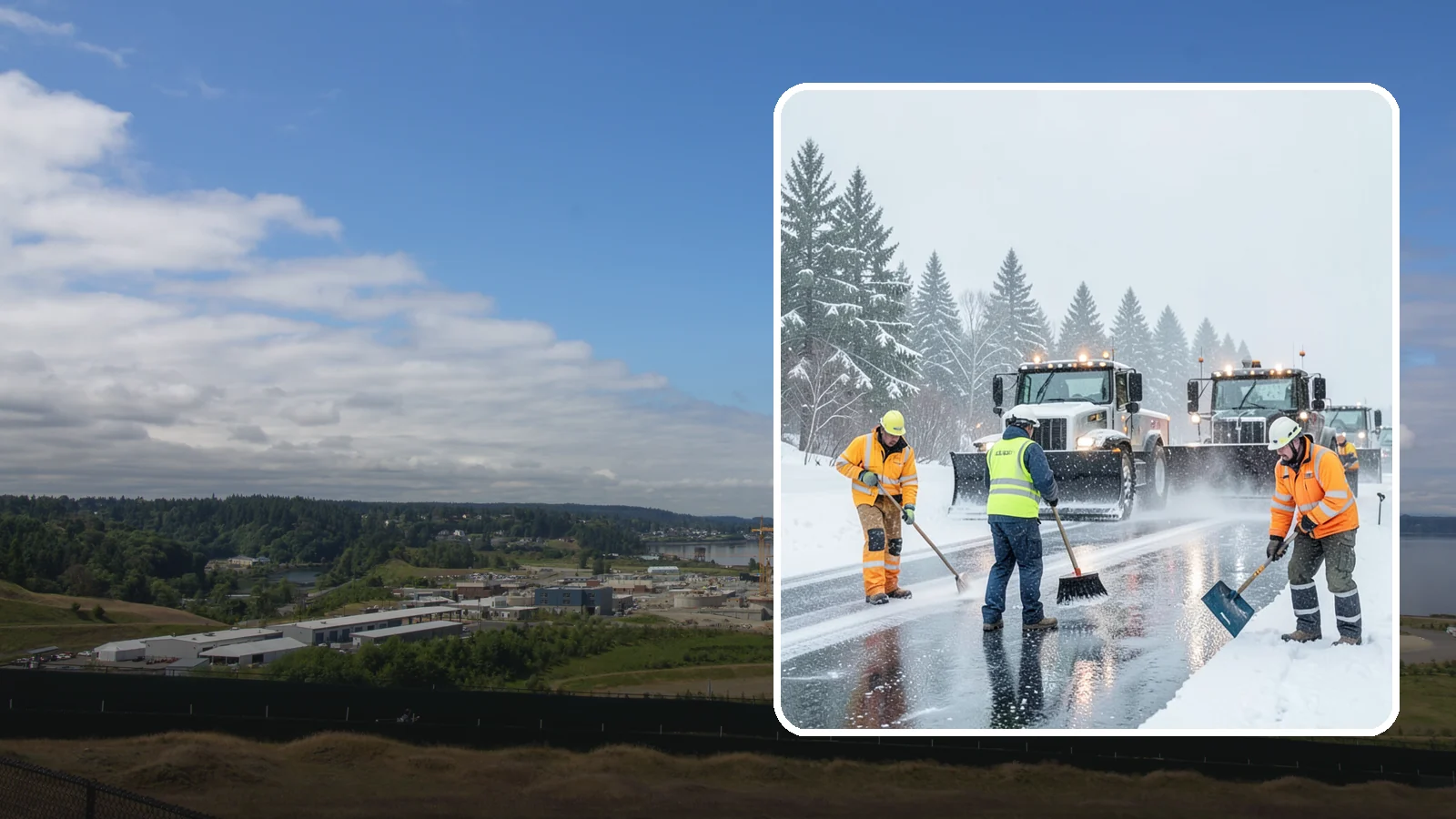 Arctic Blast Response in University Place, Pierce County, WA - We keep pavement safe during arctic blasts when frigid outflow winds drop temperatures and freeze everything solid.