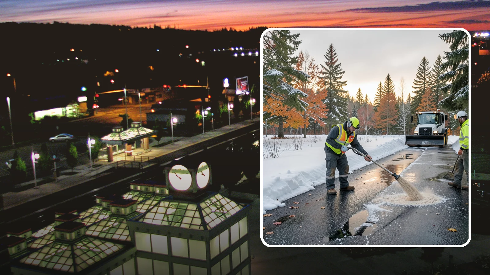 Asphalt Driveway Deicing in Auburn, King County, WA - Targeted deicing of asphalt driveways to break the black ice that forms during Western Washington's melt-and-refreeze nights.