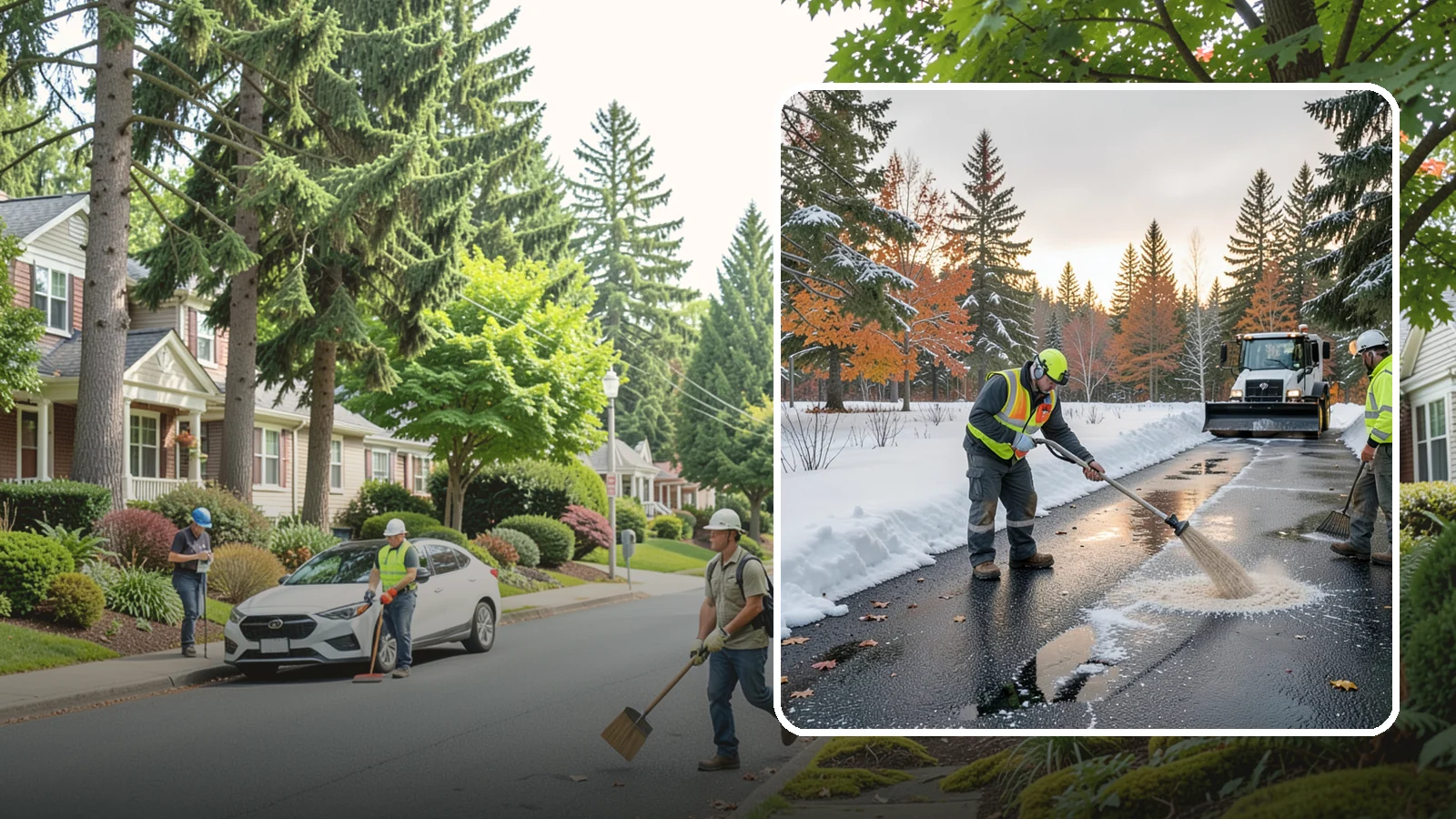 Asphalt Driveway Deicing in Beaux Arts Village, King County, WA - Targeted deicing of asphalt driveways to break the black ice that forms during Western Washington's melt-and-refreeze nights.