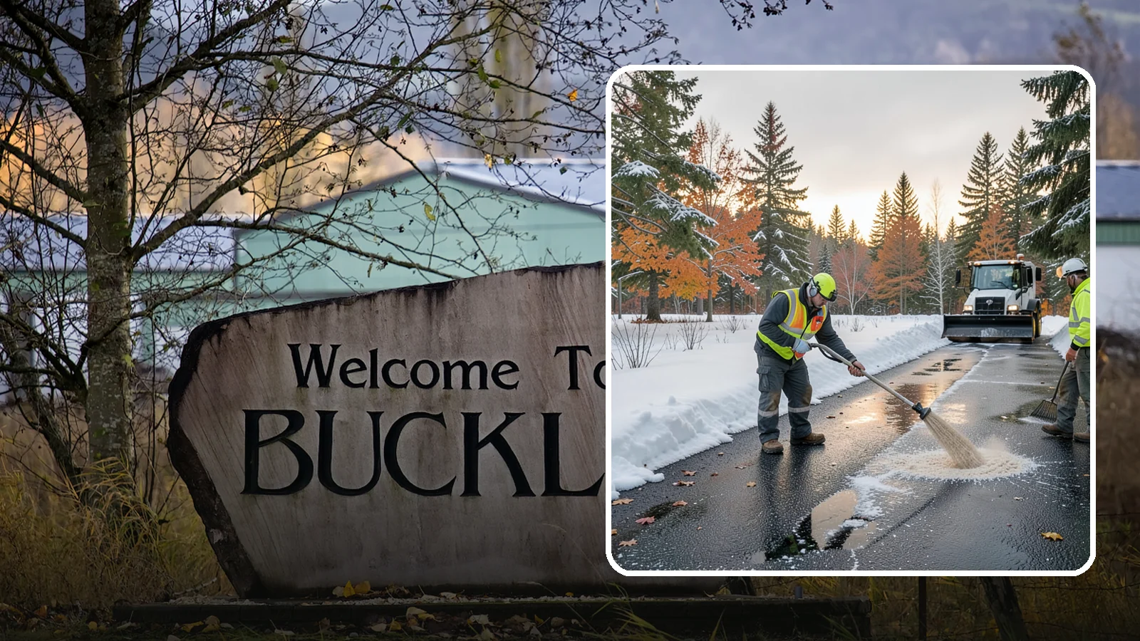 Asphalt Driveway Deicing in Buckley, Pierce County, WA - Targeted deicing of asphalt driveways to break the black ice that forms during Western Washington's melt-and-refreeze nights.