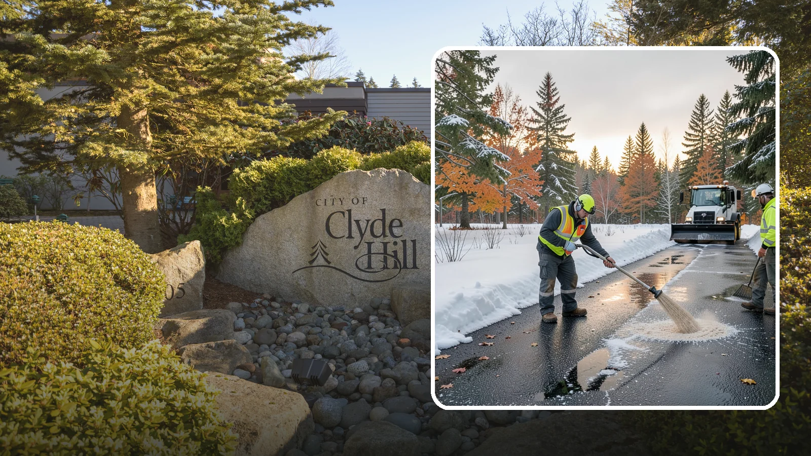 Asphalt Driveway Deicing in Clyde Hill, King County, WA - Targeted deicing of asphalt driveways to break the black ice that forms during Western Washington's melt-and-refreeze nights.