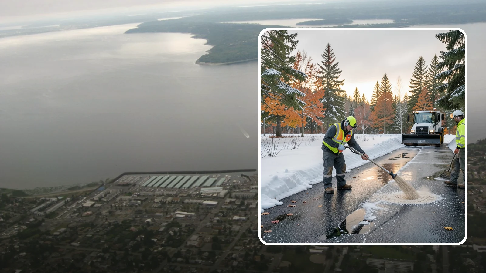 Asphalt Driveway Deicing in Des Moines, King County, WA - Targeted deicing of asphalt driveways to break the black ice that forms during Western Washington's melt-and-refreeze nights.
