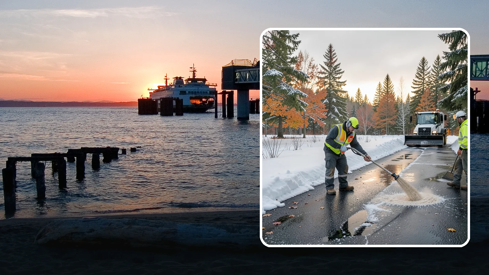 Asphalt Driveway Deicing in Edmonds, Snohomish County, WA - Targeted deicing of asphalt driveways to break the black ice that forms during Western Washington's melt-and-refreeze nights.