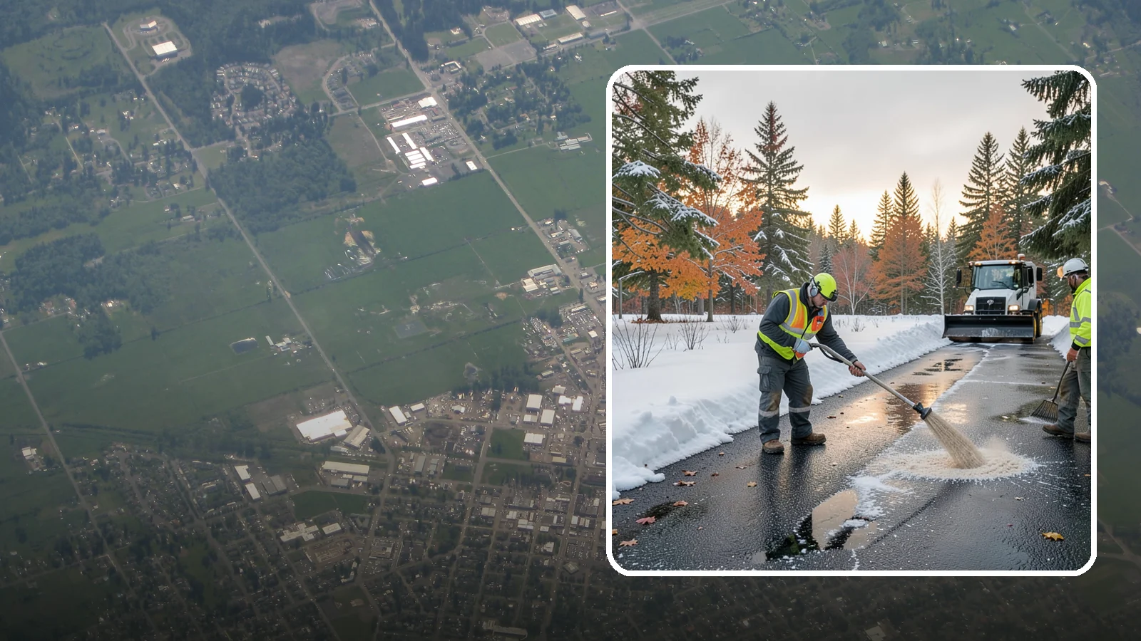Asphalt Driveway Deicing in Enumclaw, King County, WA - Targeted deicing of asphalt driveways to break the black ice that forms during Western Washington's melt-and-refreeze nights.