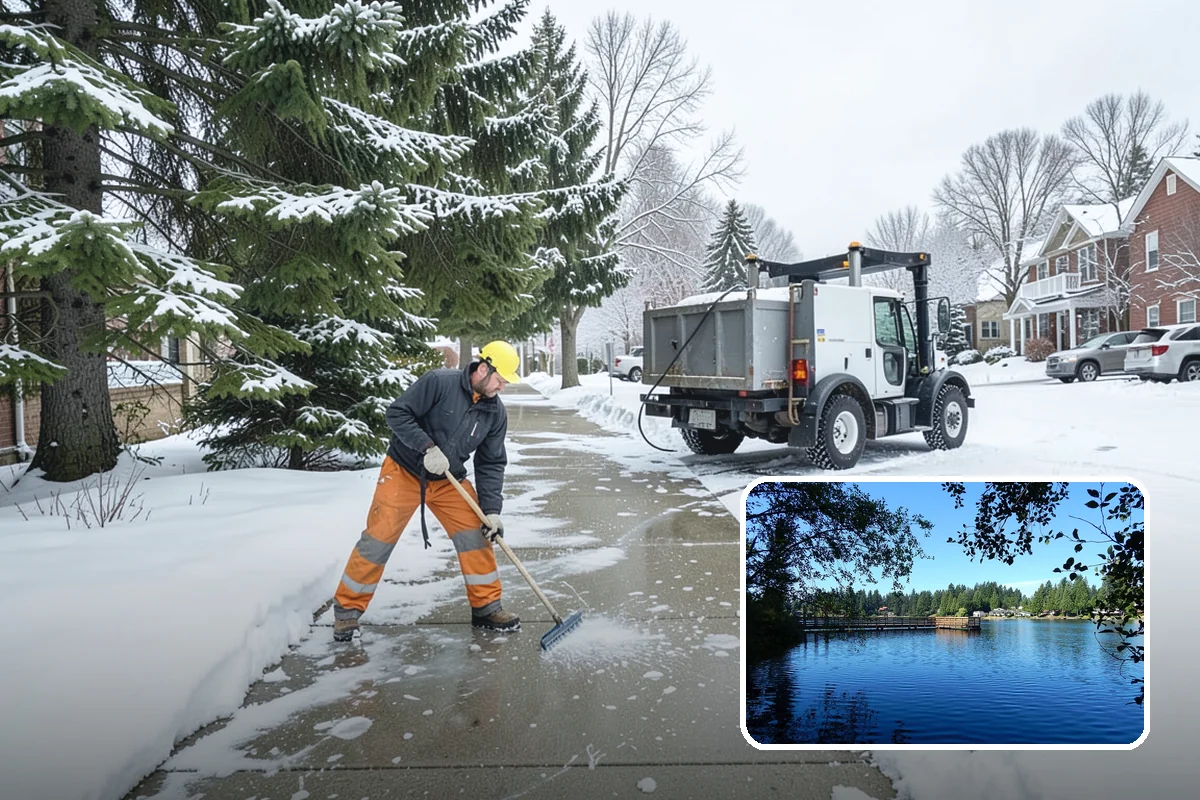 Asphalt Driveway Deicing in Federal Way, King County, WA - Breaks the black ice that forms on asphalt after sunset