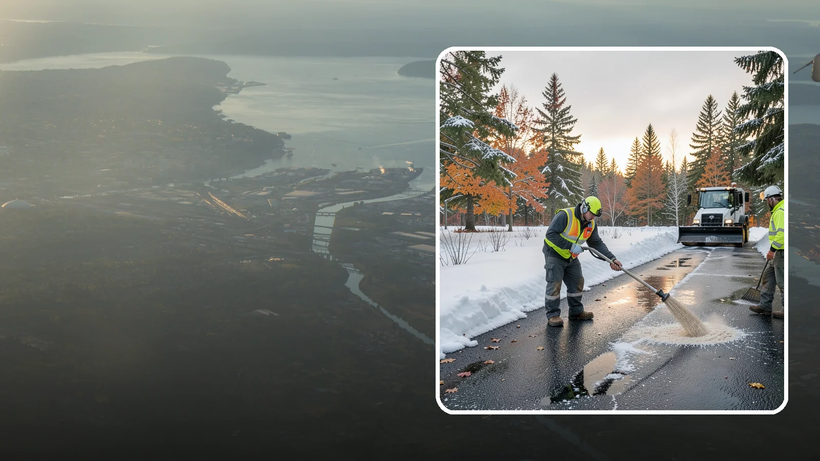Asphalt Driveway Deicing in Fife, Pierce County, WA - Targeted deicing of asphalt driveways to break the black ice that forms during Western Washington's melt-and-refreeze nights.