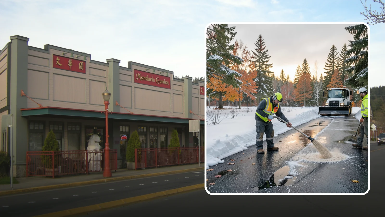 Asphalt Driveway Deicing in Issaquah, King County, WA - Targeted deicing of asphalt driveways to break the black ice that forms during Western Washington's melt-and-refreeze nights.