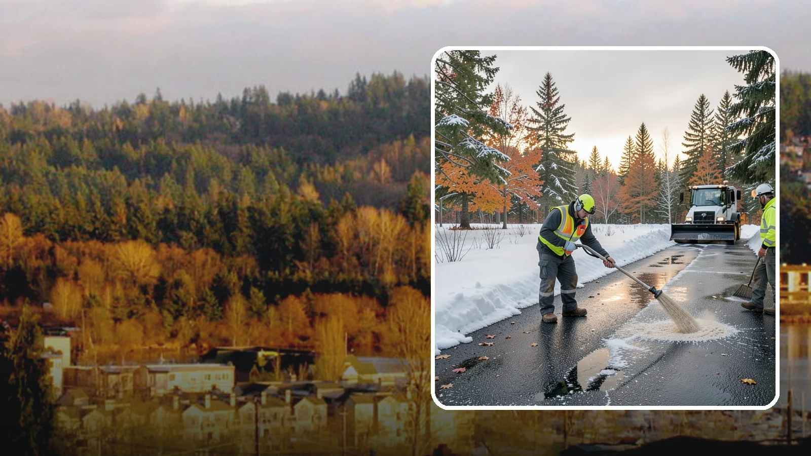 Asphalt Driveway Deicing in Kenmore, King County, WA - Targeted deicing of asphalt driveways to break the black ice that forms during Western Washington's melt-and-refreeze nights.