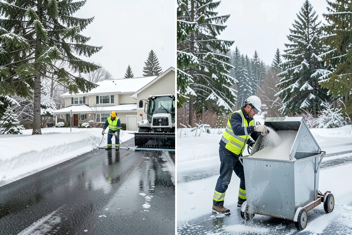 Asphalt Driveway Deicing in Kenmore, King County, WA - Check the surface temperature and existing ice bond