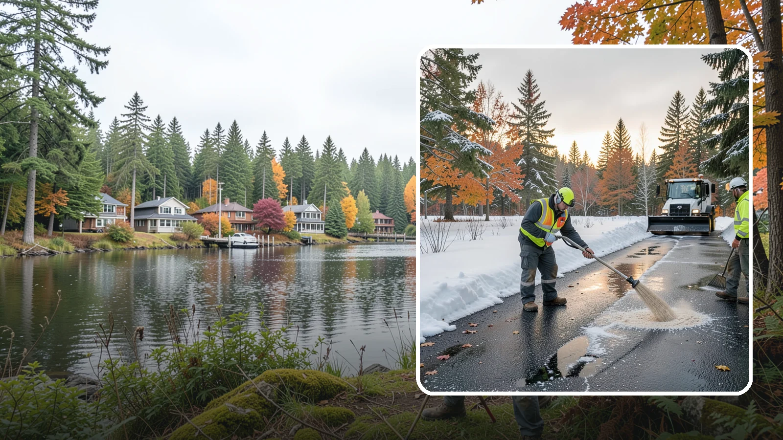 Asphalt Driveway Deicing in La Conner, Skagit County, WA - Targeted deicing of asphalt driveways to break the black ice that forms during Western Washington's melt-and-refreeze nights.