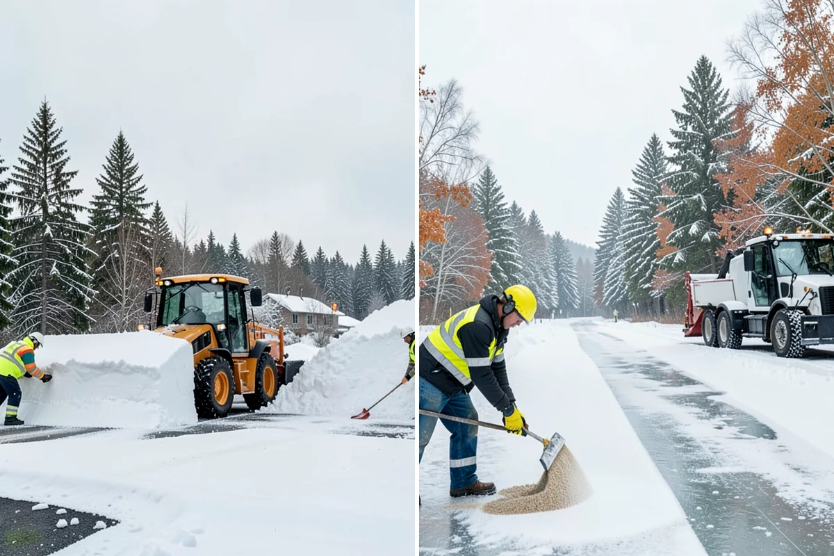 Asphalt Driveway Deicing in Lake Forest Park, King County, WA - Check the surface temperature and existing ice bond