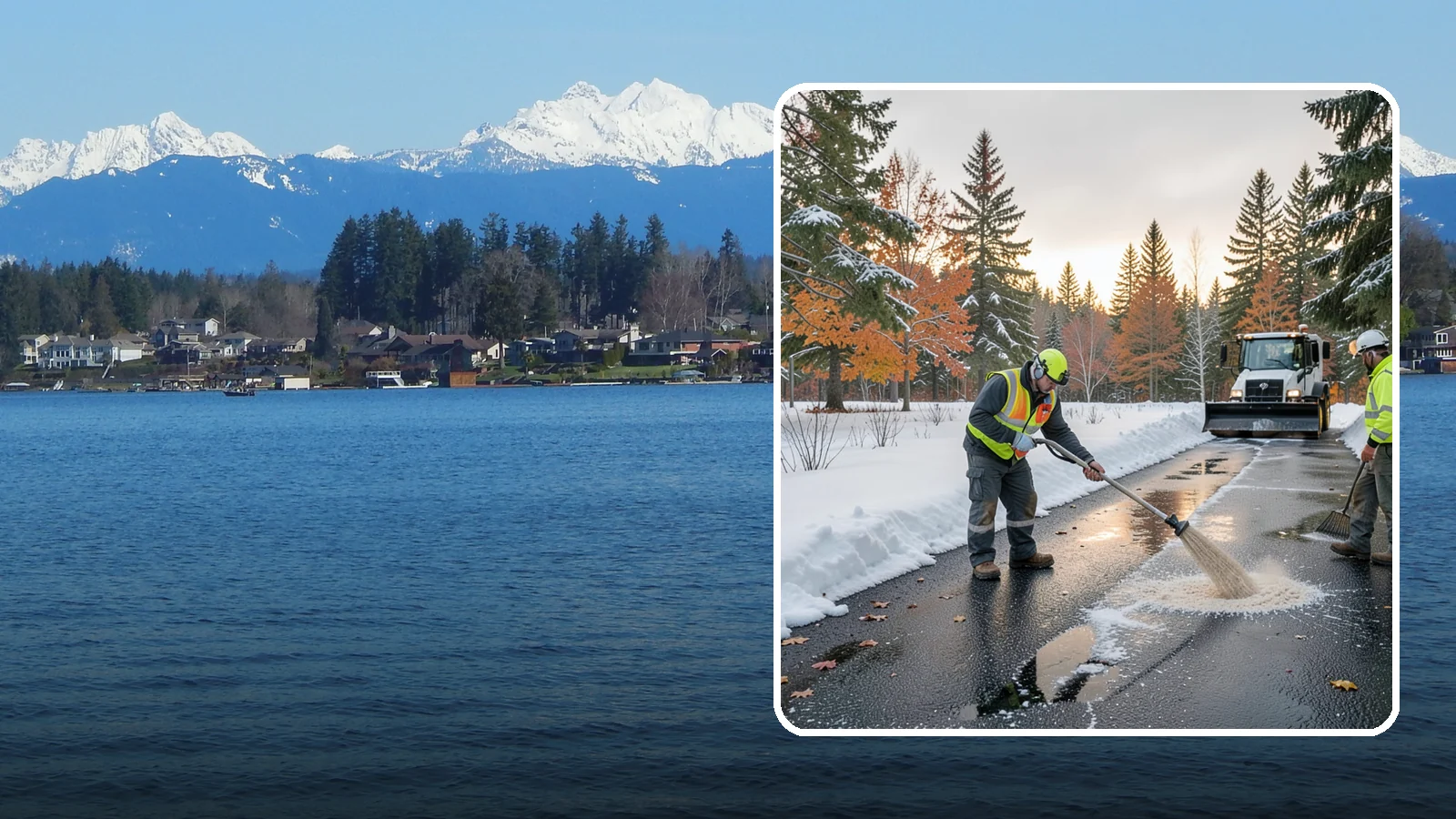 Asphalt Driveway Deicing in Lake Stevens, Snohomish County, WA - Targeted deicing of asphalt driveways to break the black ice that forms during Western Washington's melt-and-refreeze nights.