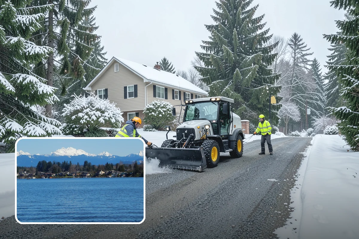 Asphalt Driveway Deicing in Lake Stevens, Snohomish County, WA - Breaks the black ice that forms on asphalt after sunset
