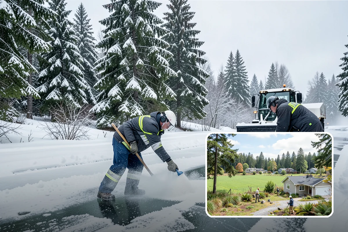 Asphalt Driveway Deicing in Lyman, Skagit County, WA - Breaks the black ice that forms on asphalt after sunset