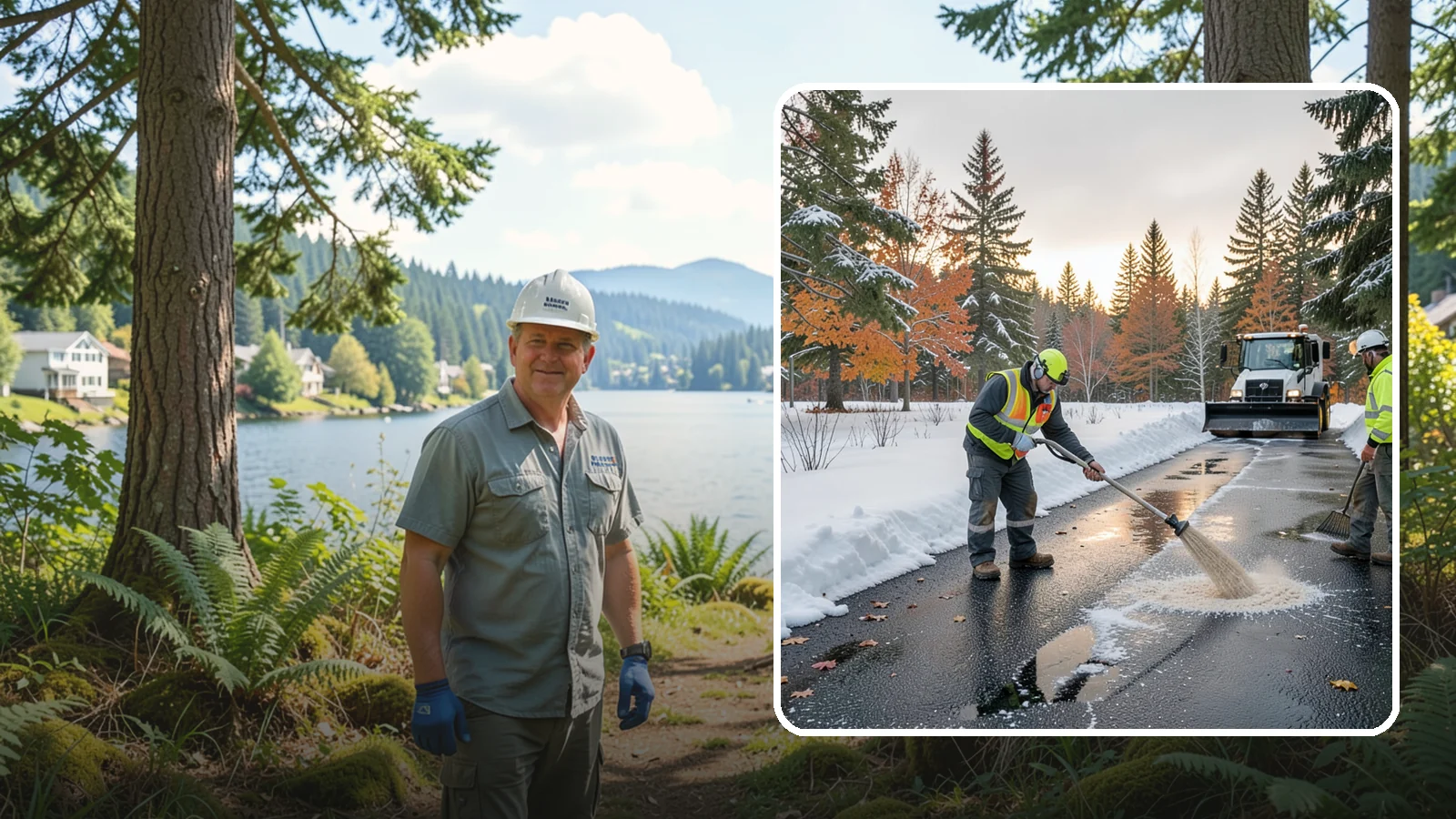 Asphalt Driveway Deicing in Milton, King County, WA - Targeted deicing of asphalt driveways to break the black ice that forms during Western Washington's melt-and-refreeze nights.