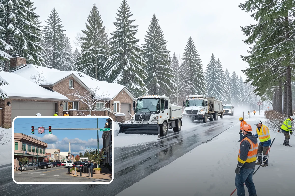 Asphalt Driveway Deicing in Monroe, Snohomish County, WA - Breaks the black ice that forms on asphalt after sunset