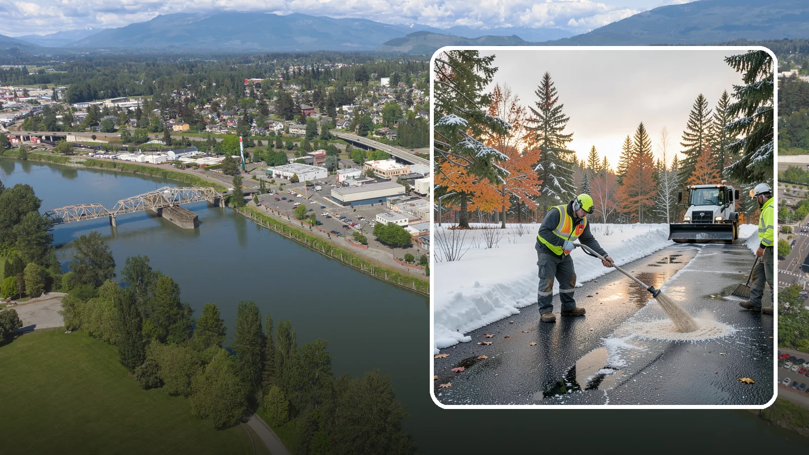 Asphalt Driveway Deicing in Mount Vernon, Skagit County, WA - Targeted deicing of asphalt driveways to break the black ice that forms during Western Washington's melt-and-refreeze nights.