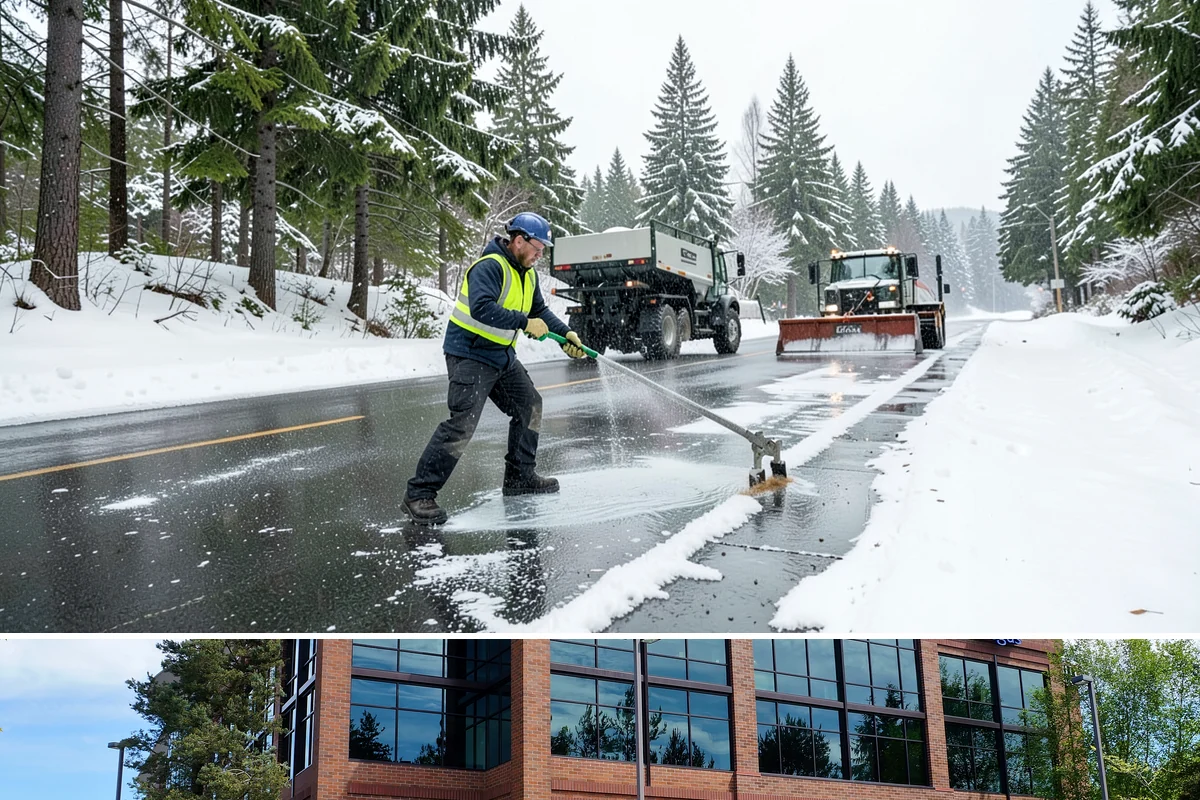 Asphalt Driveway Deicing in Mountlake Terrace, Snohomish County, WA - Treat asphalt driveways during clear, cold nights after a thaw, the classic refreeze setup in the lowlands from December through...