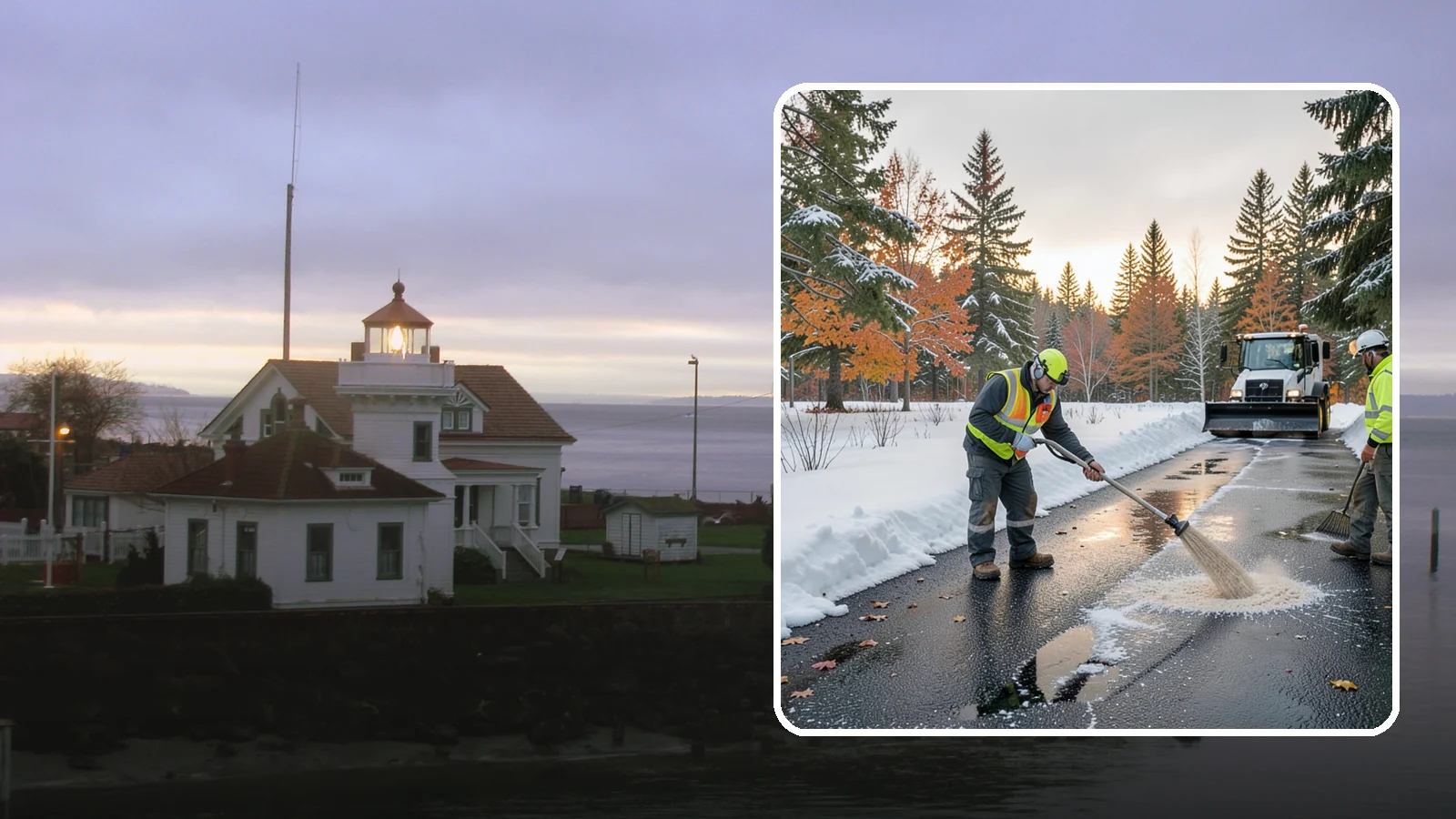 Asphalt Driveway Deicing in Mukilteo, Snohomish County, WA - Targeted deicing of asphalt driveways to break the black ice that forms during Western Washington's melt-and-refreeze nights.