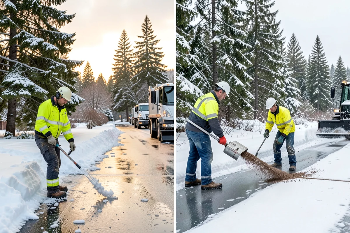 Asphalt Driveway Deicing in Normandy Park, King County, WA - Check the surface temperature and existing ice bond