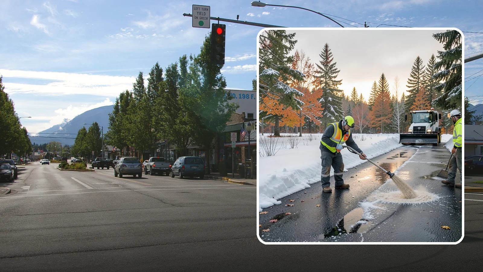 Asphalt Driveway Deicing in North Bend, King County, WA - Targeted deicing of asphalt driveways to break the black ice that forms during Western Washington's melt-and-refreeze nights.