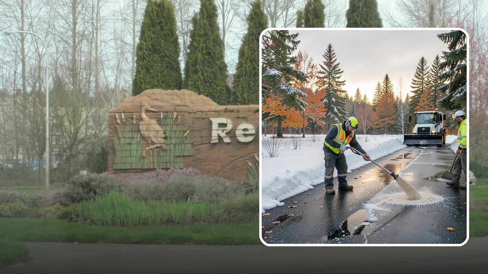 Asphalt Driveway Deicing in Renton, King County, WA - Targeted deicing of asphalt driveways to break the black ice that forms during Western Washington's melt-and-refreeze nights.