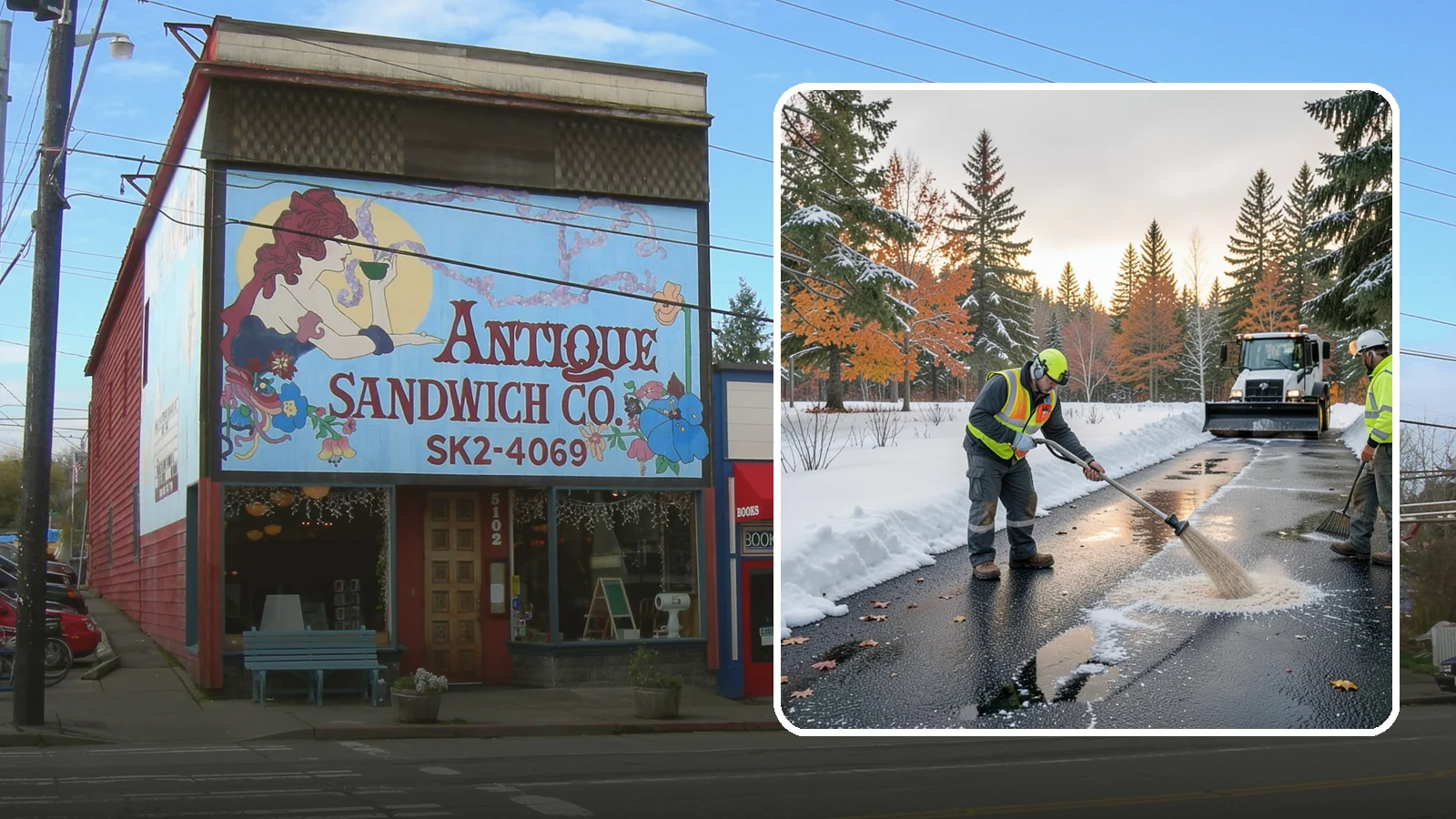 Asphalt Driveway Deicing in Ruston, Pierce County, WA - Targeted deicing of asphalt driveways to break the black ice that forms during Western Washington's melt-and-refreeze nights.