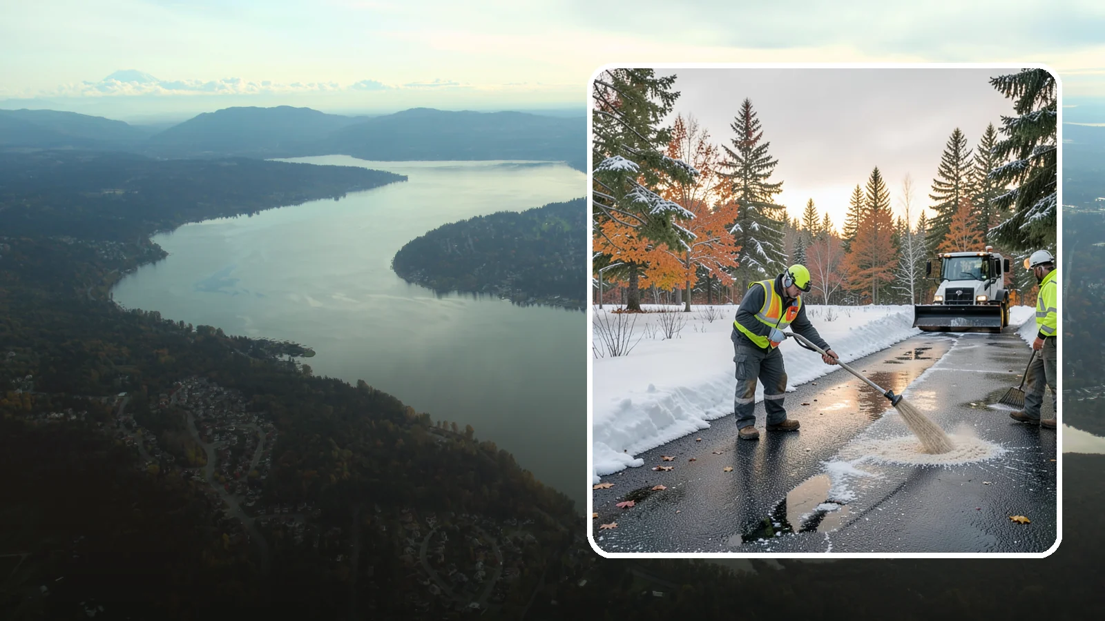 Asphalt Driveway Deicing in Sammamish, King County, WA - Targeted deicing of asphalt driveways to break the black ice that forms during Western Washington's melt-and-refreeze nights.