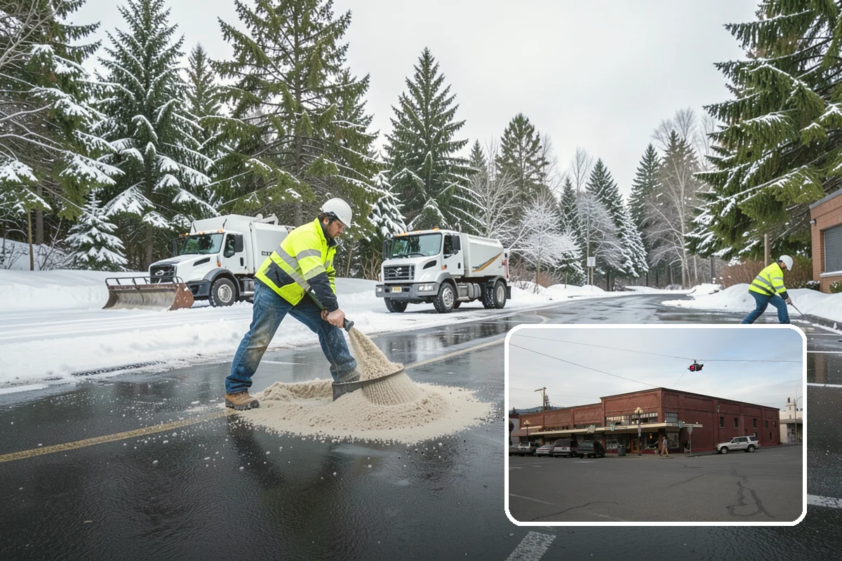 Asphalt Driveway Deicing in Sedro-Woolley, Skagit County, WA - Breaks the black ice that forms on asphalt after sunset