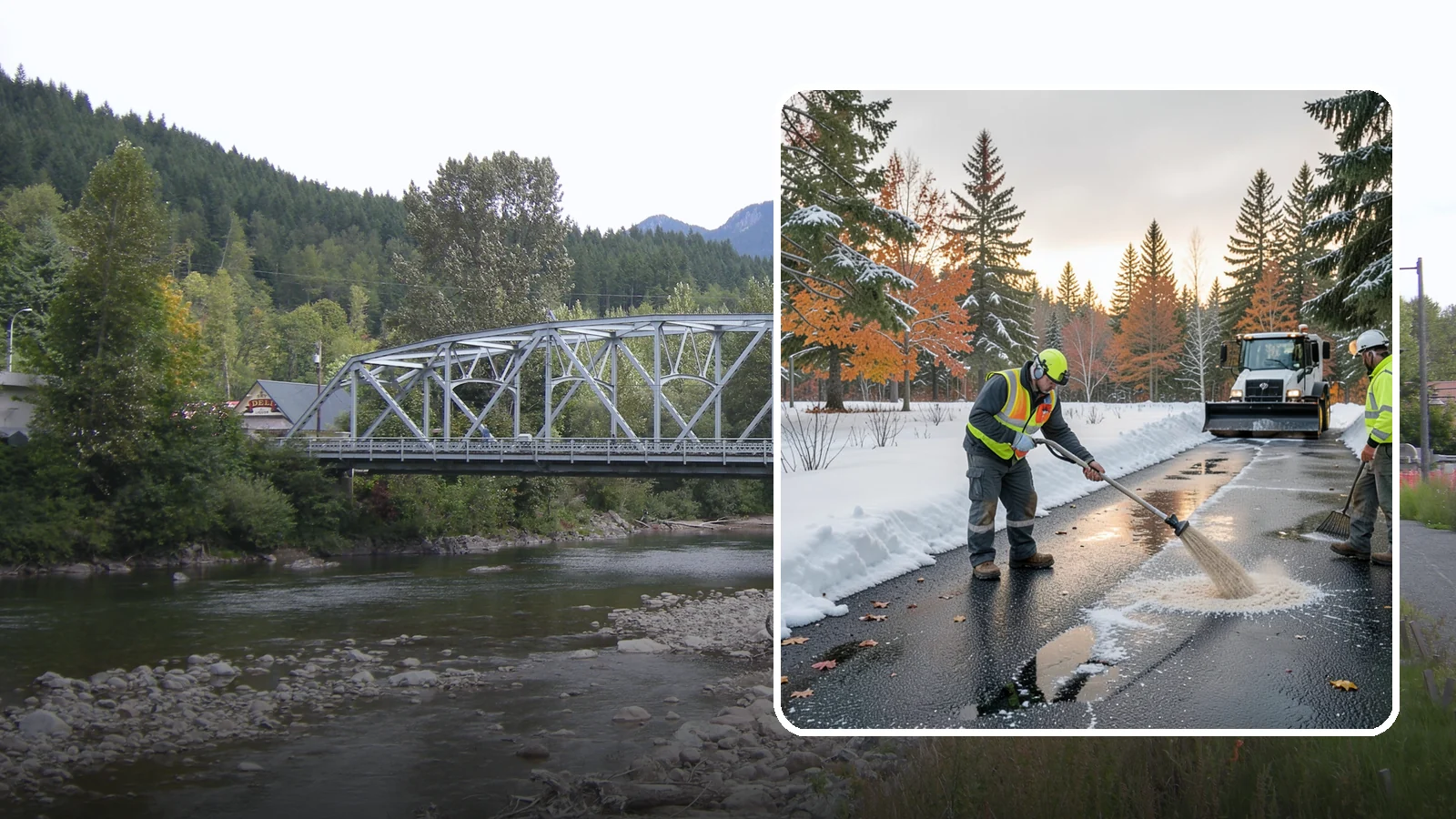 Asphalt Driveway Deicing in Skykomish, King County, WA - Targeted deicing of asphalt driveways to break the black ice that forms during Western Washington's melt-and-refreeze nights.
