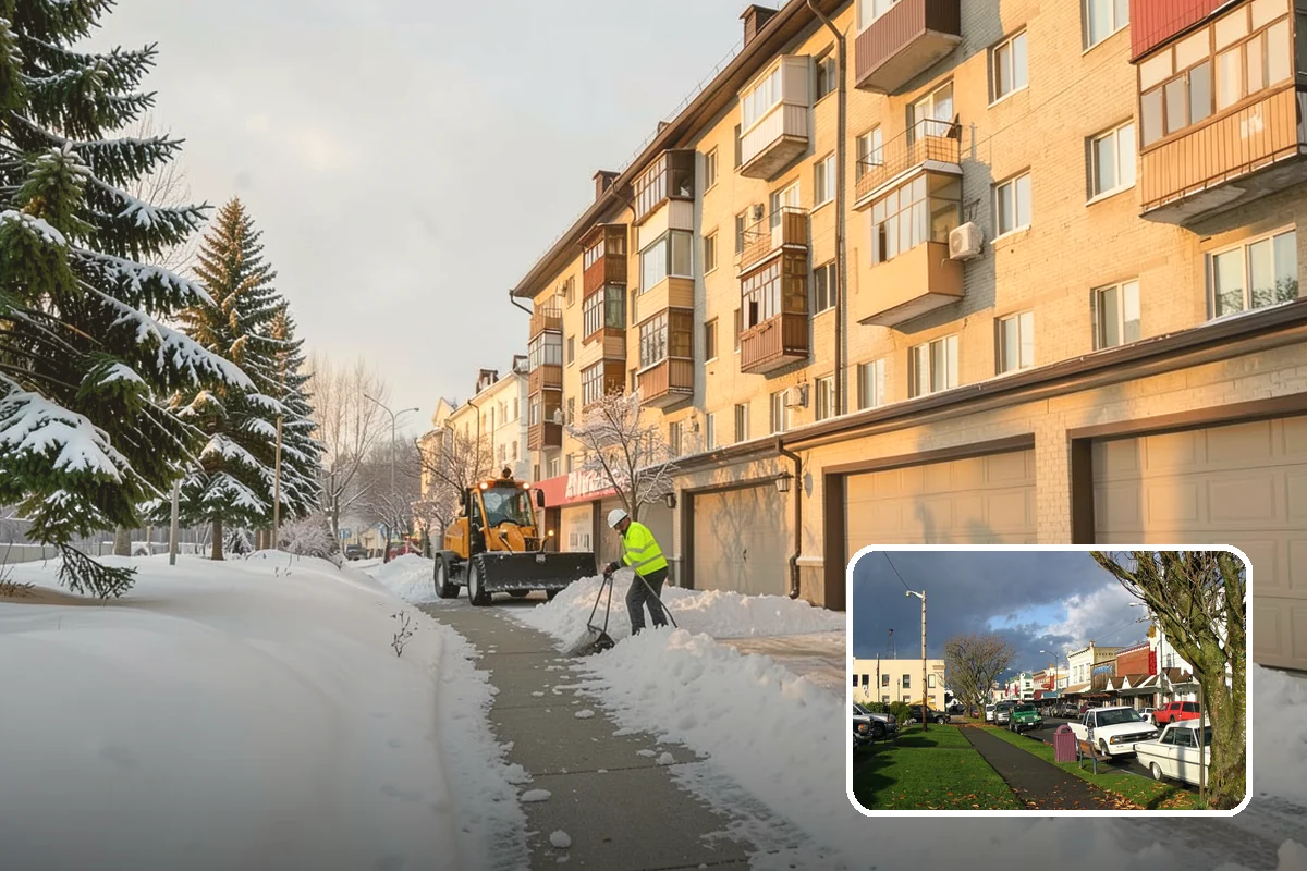Asphalt Driveway Snow Removal in Arlington, Snohomish County, WA - Clears fully to the asphalt surface