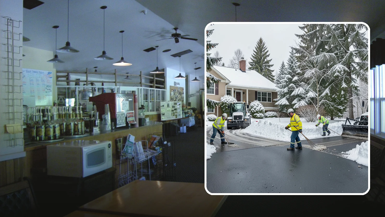 Asphalt Driveway Snow Removal in Black Diamond, King County, WA - We clear asphalt driveways down to the surface and treat them to keep the dark pavement ice-free.