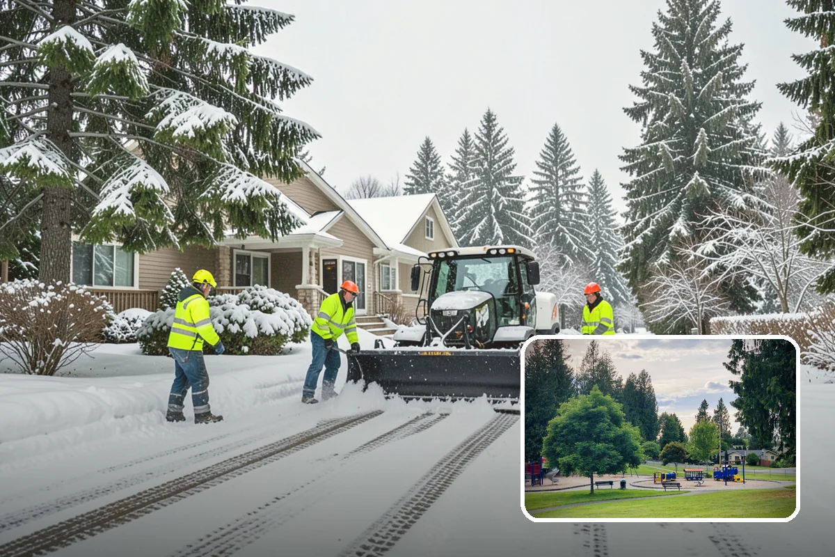 Asphalt Driveway Snow Removal in Bonney Lake, Pierce County, WA - Clears fully to the asphalt surface
