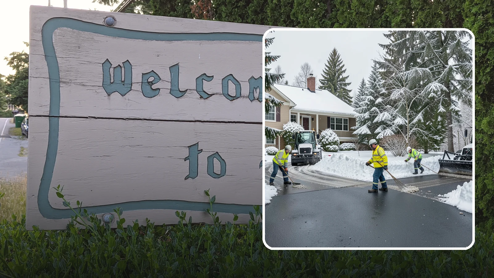 Asphalt Driveway Snow Removal in Brier, Snohomish County, WA - We clear asphalt driveways down to the surface and treat them to keep the dark pavement ice-free.