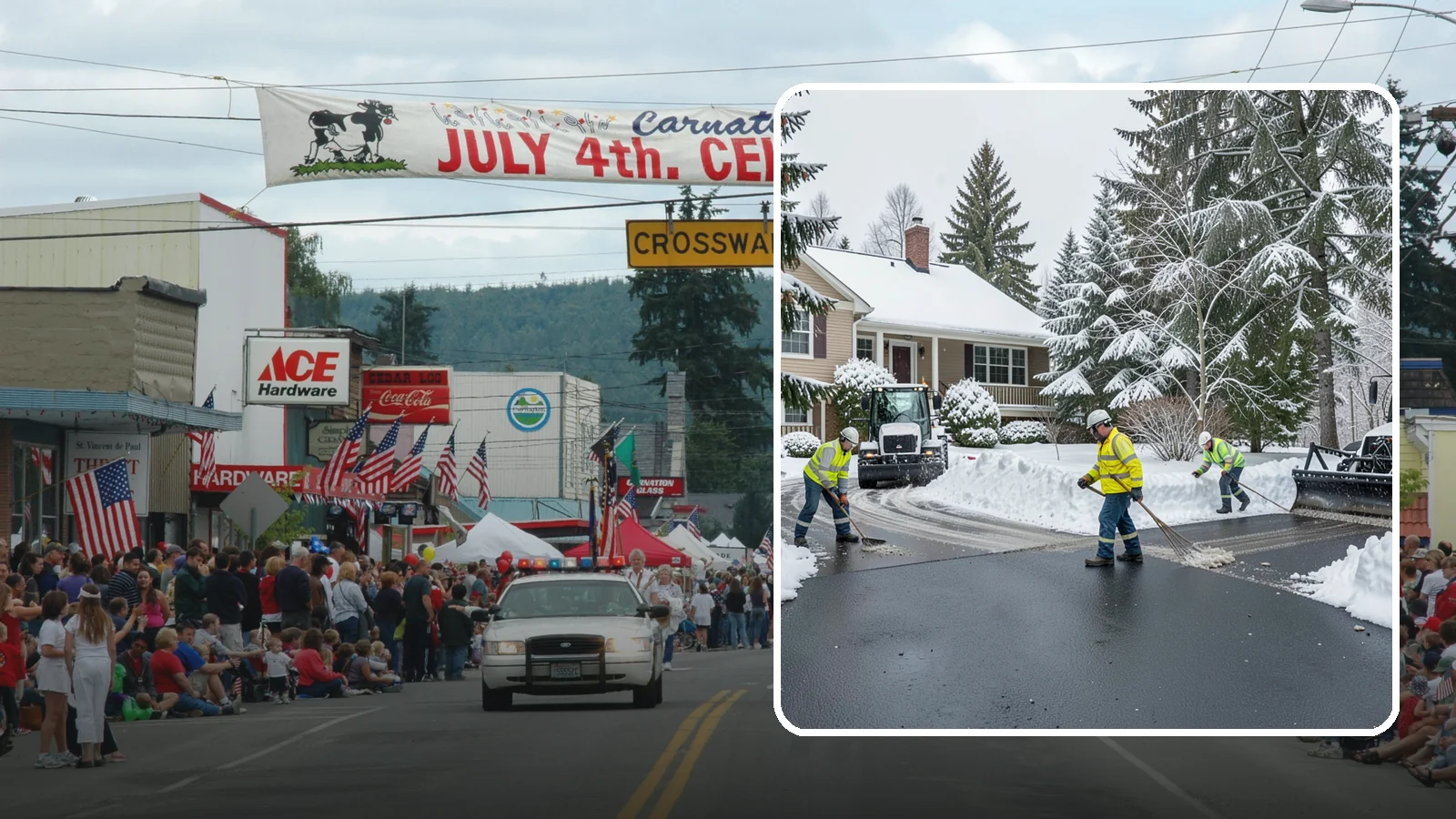 Asphalt Driveway Snow Removal in Carnation, King County, WA - We clear asphalt driveways down to the surface and treat them to keep the dark pavement ice-free.