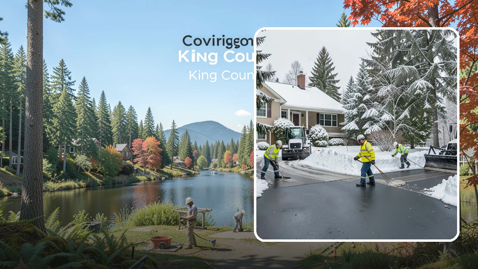 Asphalt Driveway Snow Removal in Covington, King County, WA - We clear asphalt driveways down to the surface and treat them to keep the dark pavement ice-free.