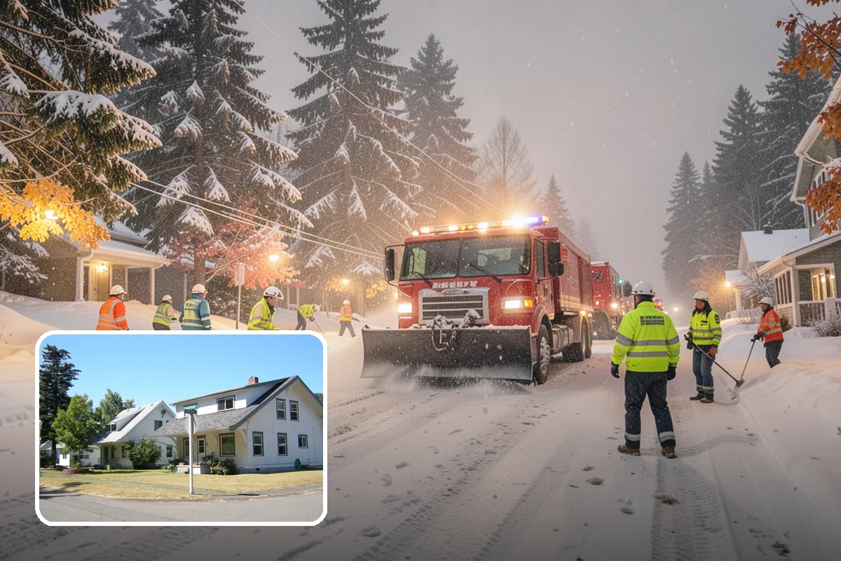 Asphalt Driveway Snow Removal in DuPont, Pierce County, WA - Clears fully to the asphalt surface