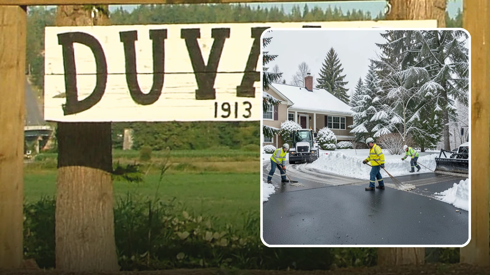 Asphalt Driveway Snow Removal in Duvall, King County, WA - We clear asphalt driveways down to the surface and treat them to keep the dark pavement ice-free.