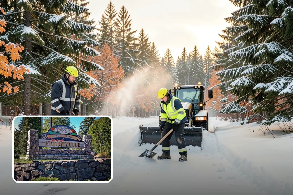 Asphalt Driveway Snow Removal in Eatonville, Pierce County, WA - Clears fully to the asphalt surface