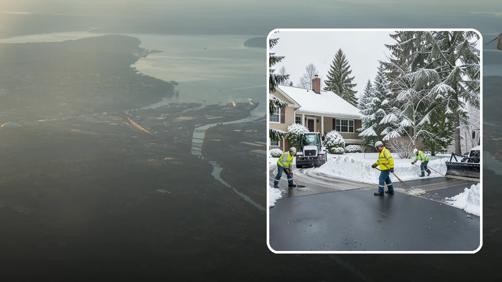 Asphalt Driveway Snow Removal in Fife, Pierce County, WA - We clear asphalt driveways down to the surface and treat them to keep the dark pavement ice-free.