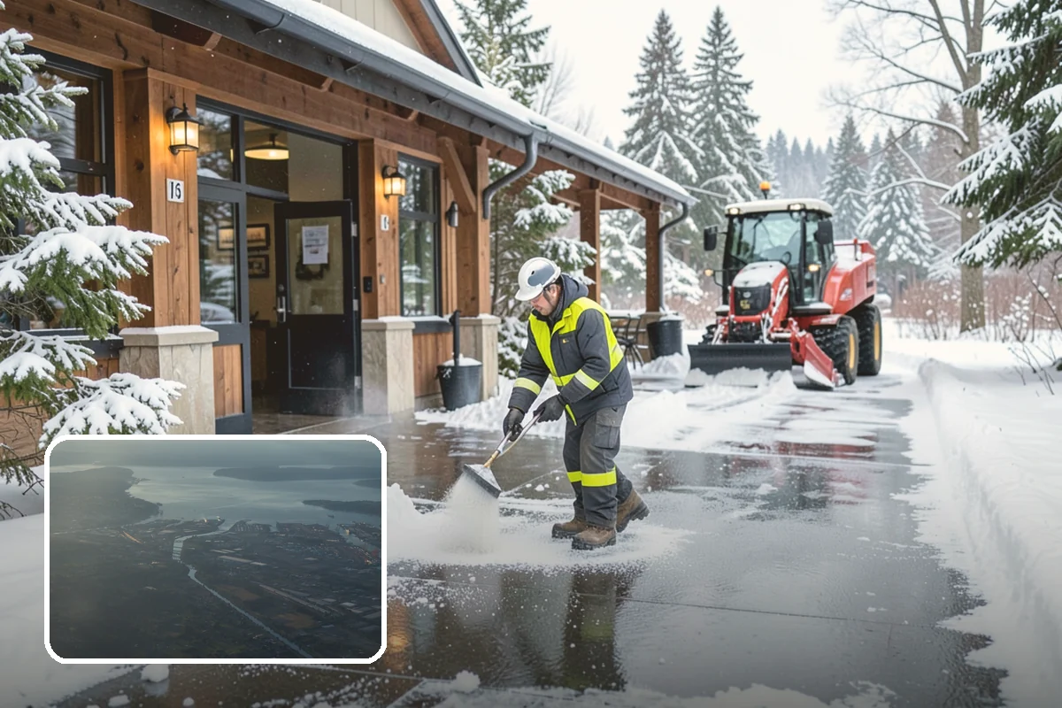 Asphalt Driveway Snow Removal in Fife, Pierce County, WA - Clears fully to the asphalt surface
