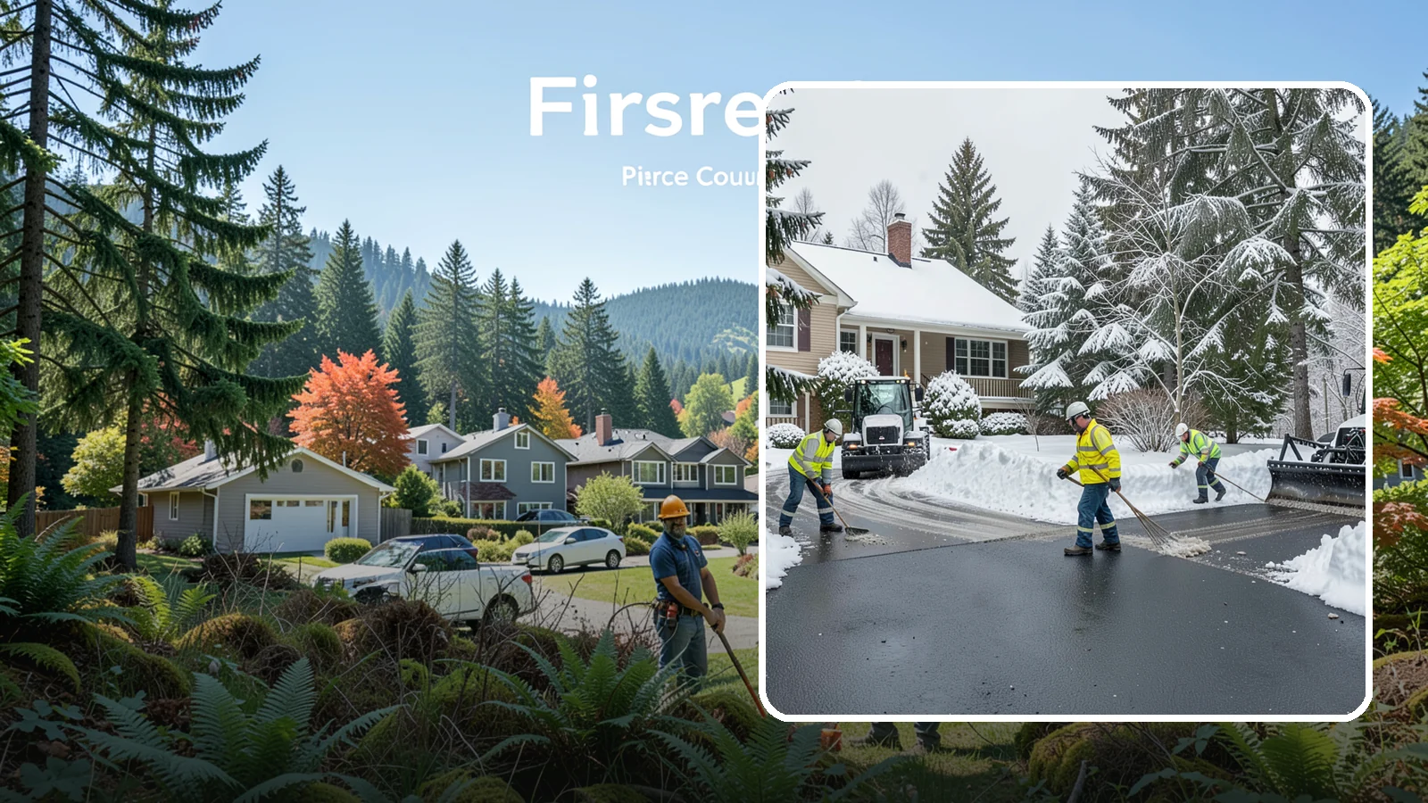 Asphalt Driveway Snow Removal in Fircrest, Pierce County, WA - We clear asphalt driveways down to the surface and treat them to keep the dark pavement ice-free.