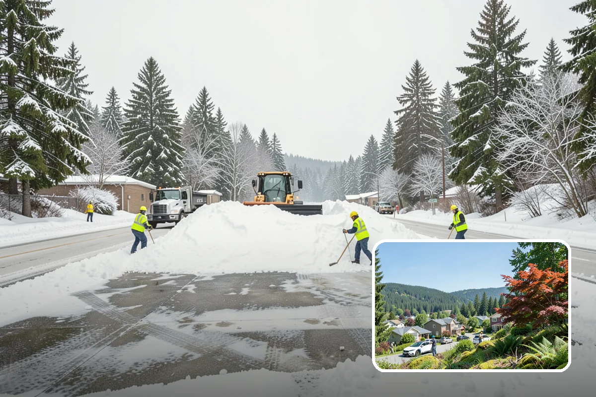 Asphalt Driveway Snow Removal in Index, Snohomish County, WA - Clears fully to the asphalt surface