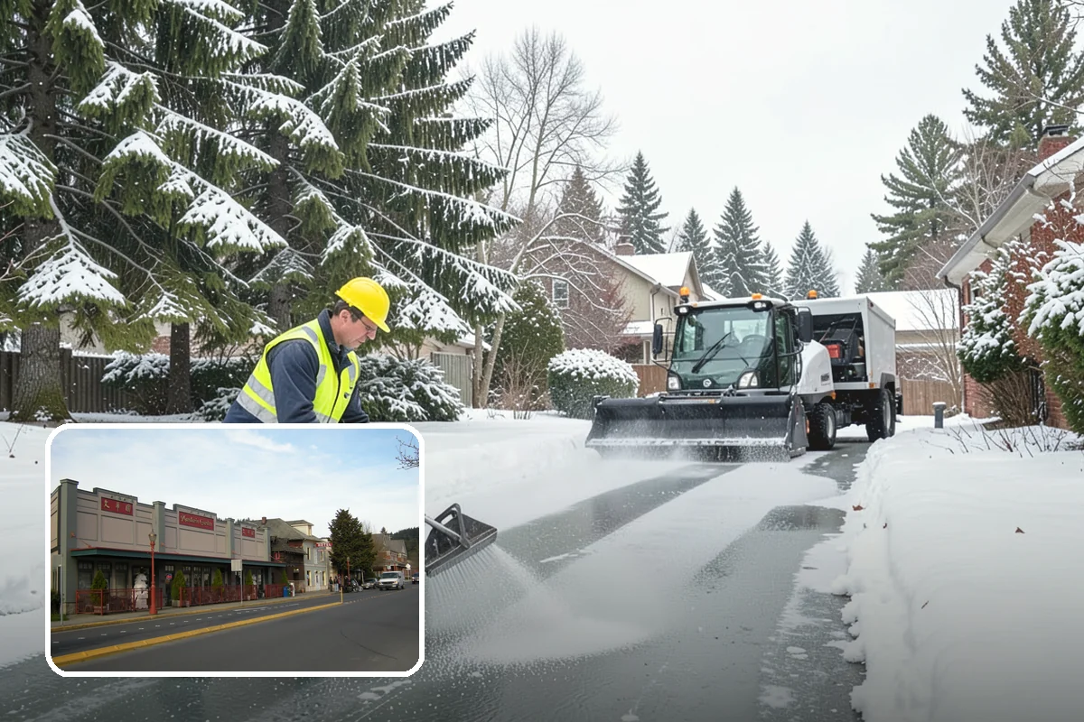 Asphalt Driveway Snow Removal in Issaquah, King County, WA - Clears fully to the asphalt surface