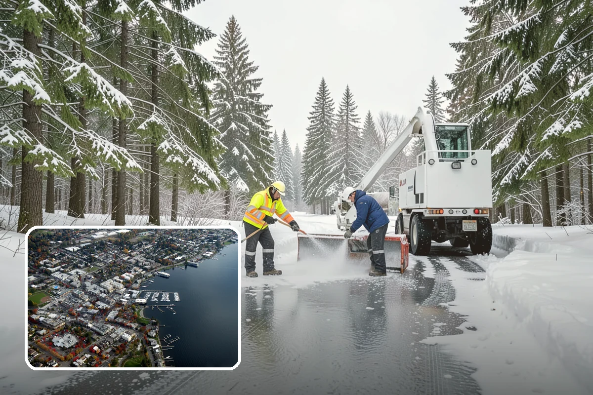 Asphalt Driveway Snow Removal in Kirkland, King County, WA - Clears fully to the asphalt surface